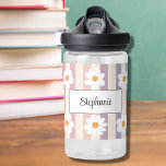Personalized Floral Daisy Girly  Water Bottle<br><div class="desc">This cute water bottle features white daisies on a striped background in pastel colors. Easily customizable with your name. Great for Back to School or as a gift.</div>