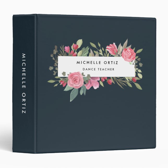 Personalized Floral Dance Teacher 3 Ring Binder (Front/Spine)