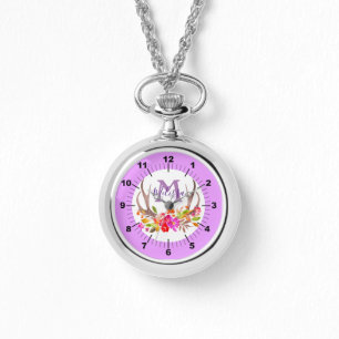Personalized Floral Deer Antlers Watch