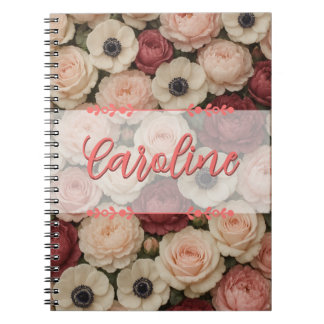 Personalized Floral Design Spiral Notebook