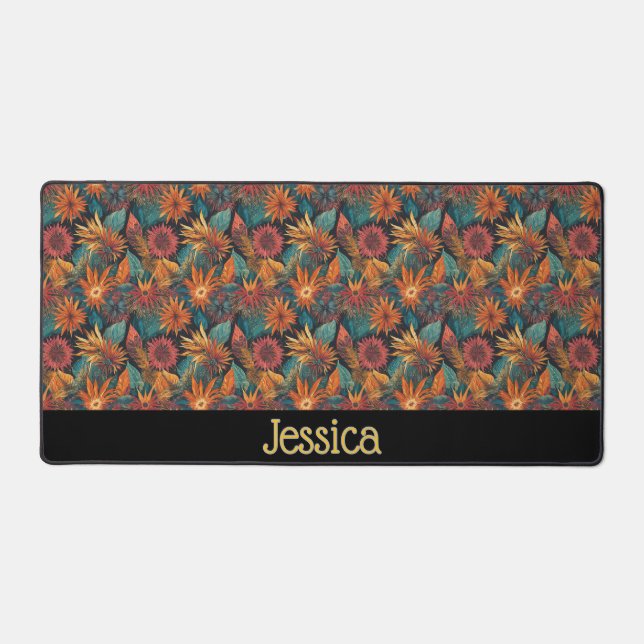 Personalized Floral Desk Mat (Front)