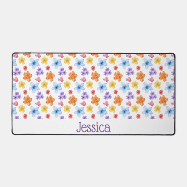 Personalized Floral Desk Mat (Front)