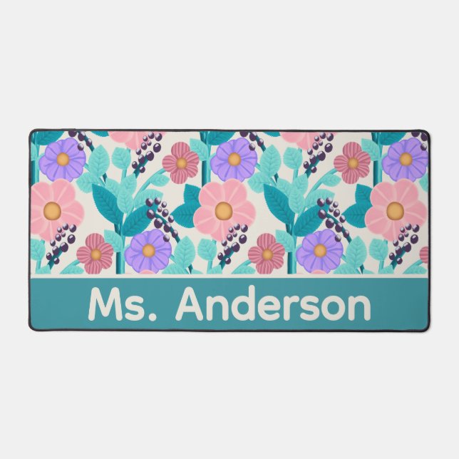 Personalized Floral Desk Mat (Front)