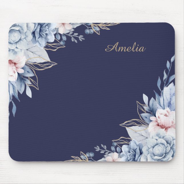 Personalized Floral desk Mouse Pad (Front)