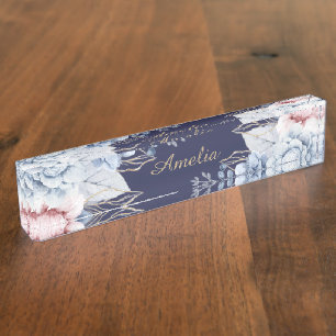 Personalized Floral desk Name Plate