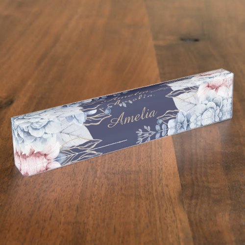 Personalized Floral desk Name Plate
