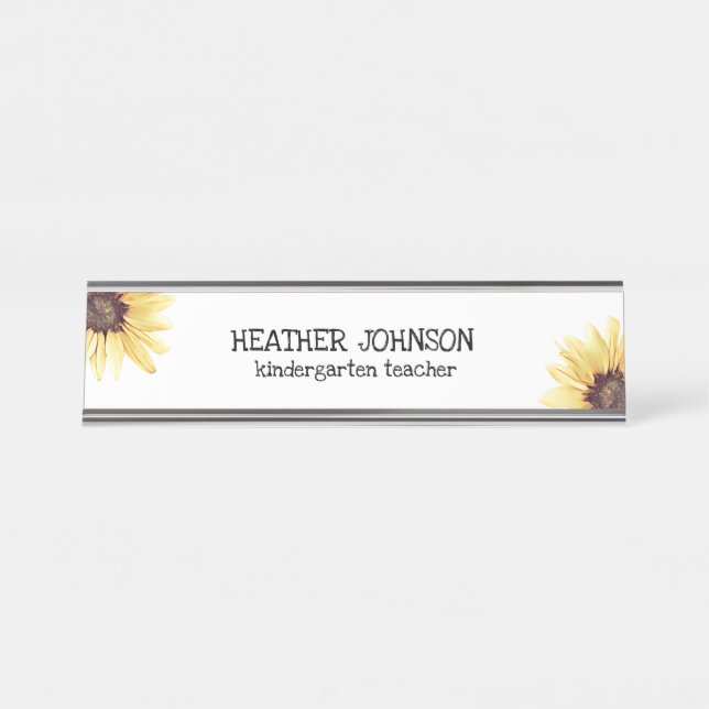 Personalized Floral  Desk Name Plate (Front)