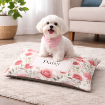 Personalized Floral Dog Bed with Name