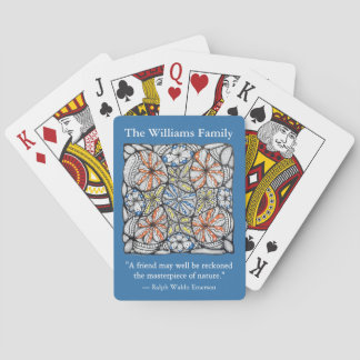 Personalized Floral Doodle Playing Cards w Quote