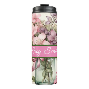 Personalized floral drink tumbler