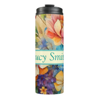 Personalized floral drink tumbler