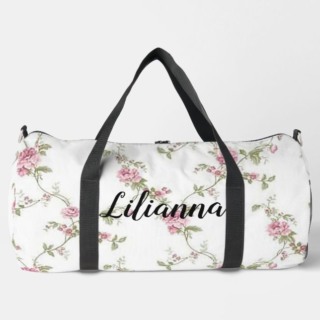 Personalized Floral  Duffle Bag (Front)