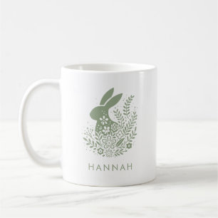 Personalized Floral Easter Bunny Coffee Mug