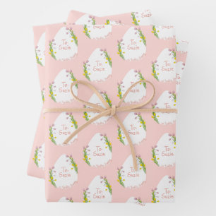 Personalized Floral Easter Eggs Pink Wrapping Paper Sheets