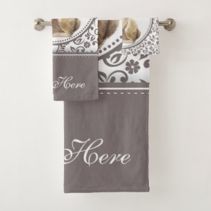 Personalized Floral Easter Rabbit design Bath Towel Set