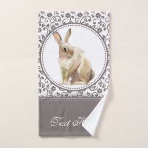 Personalized Floral Easter Rabbit design Hand Towel