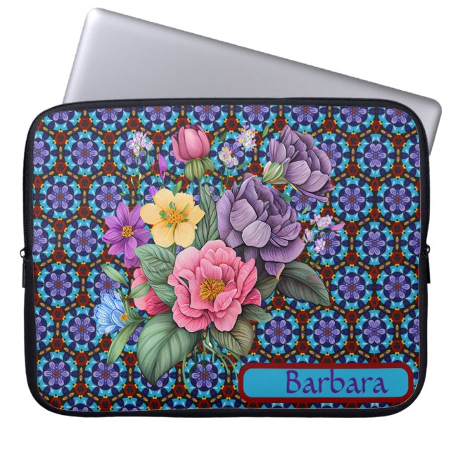 Personalized Floral Electronics Bag (Front)