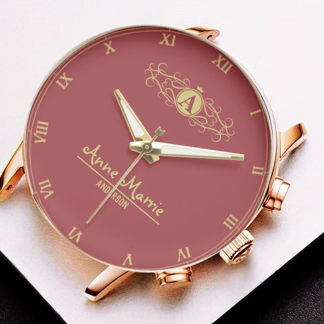 Personalized Floral Elegant  Custom Name Monogram Watch (Creator Uploaded)
