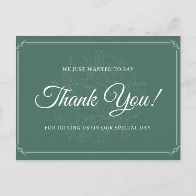 Personalized - Floral Engraving Elegant Thank You Postcard (Front)