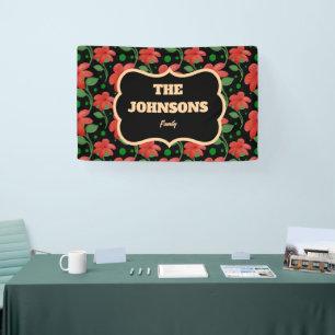 Personalized Floral Family Name Design Banner