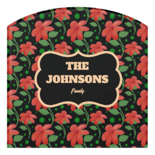 Personalized Floral Family Name Design Door Sign