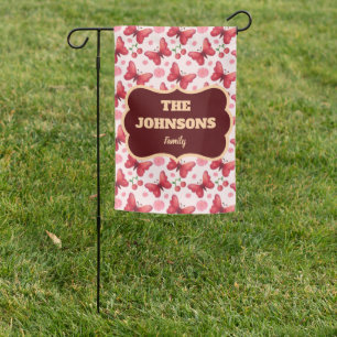 Personalized Floral Family name design Garden Flag