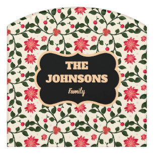 Personalized Floral Family name design House Fla Door Sign