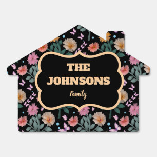 Personalized Floral Family name design House Fla Sign