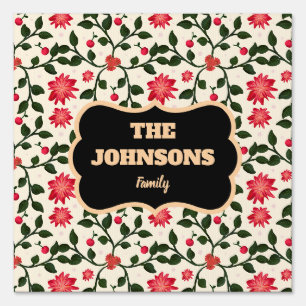 Personalized Floral Family name design House Fla Sign