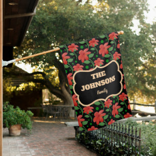 Personalized Floral Family name design House Flag