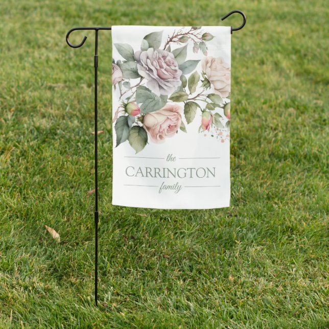Personalized Floral Family Name  Garden Flag (In SItu)