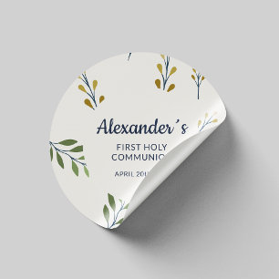 Personalized Floral First Communion Sticker
