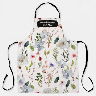 Personalized Floral Foliage World Best Chef Mama Apron
