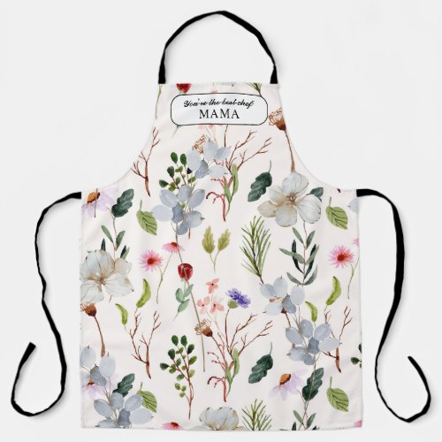 Personalized Floral Foliage World Best Chef Mama Apron