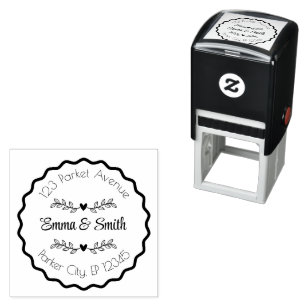 Personalized Floral Frame Name and Address Self-inking Stamp