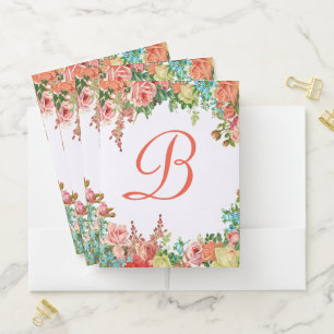 Personalized floral frame pocket folder