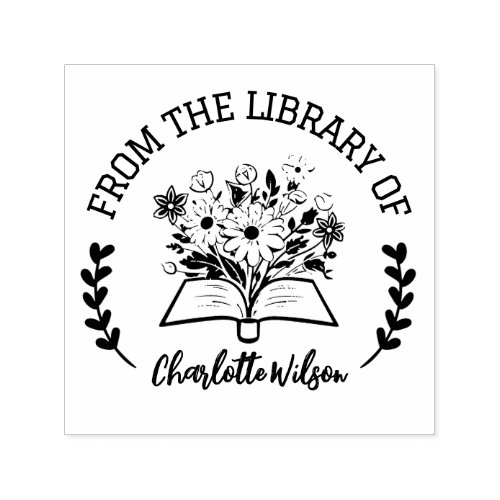 Personalized Floral From The Library Of Book Stamp