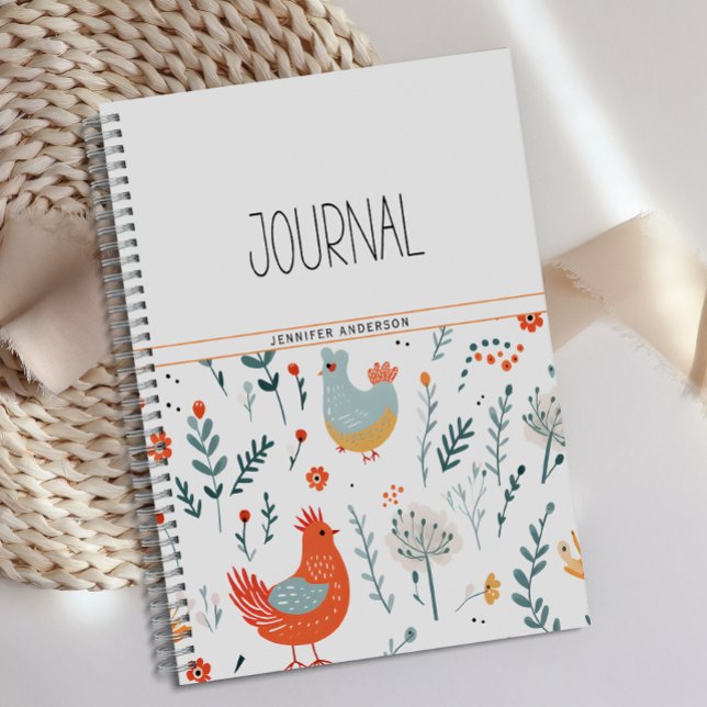 Personalized Floral Fun Chicken Journal  (Creator Uploaded)