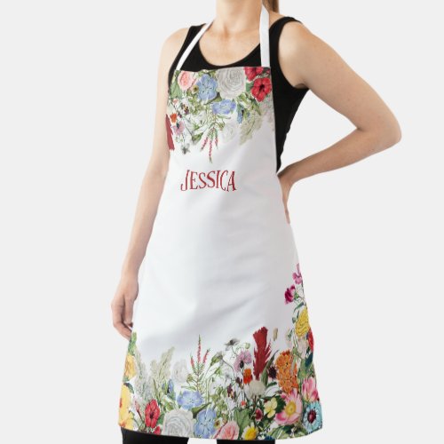 Personalized Floral Garden Colorful Flowers Apron