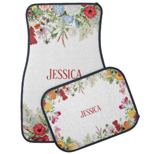 Personalized Floral Garden Colorful Flowers Car Floor Mat