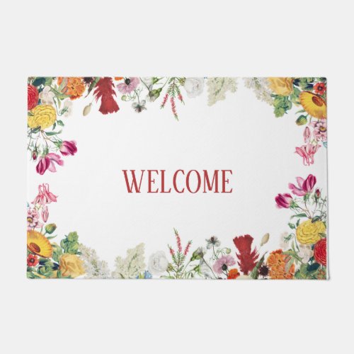 Personalized Floral Garden Colorful Flowers  Doormat