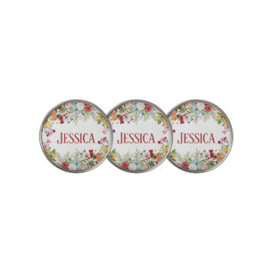 Personalized Floral Garden Colorful Flowers Golf Ball Marker
