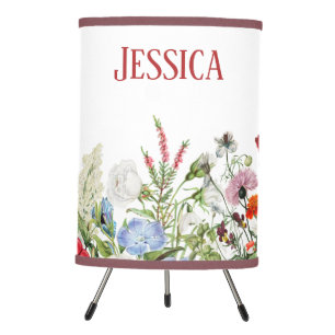Personalized Floral Garden Colorful Flowers Tripod Lamp
