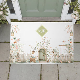 Personalized Floral Garden Monogram Doormat