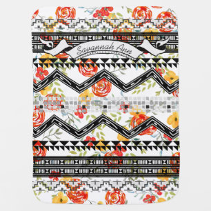 Personalized Floral Geometric Arrow Baby Blanket