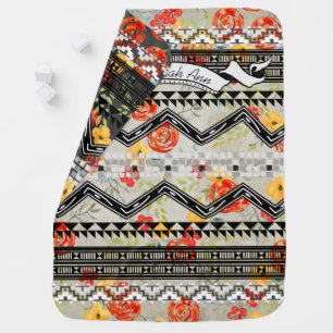 Personalized Floral Geometric Aztec Baby Blanket