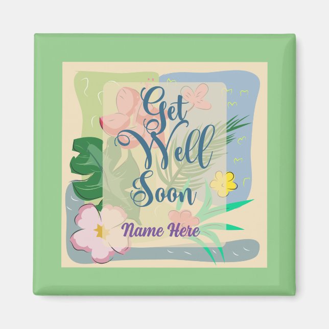 Personalized Floral Get Well Magnet (Front)