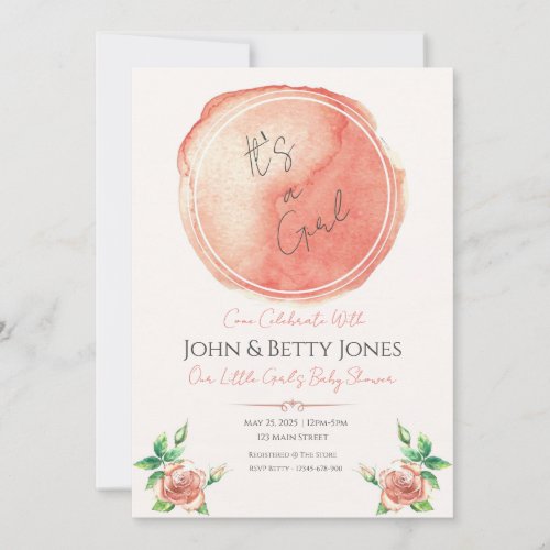 Personalized  Floral Girl Baby Shower Invitation
