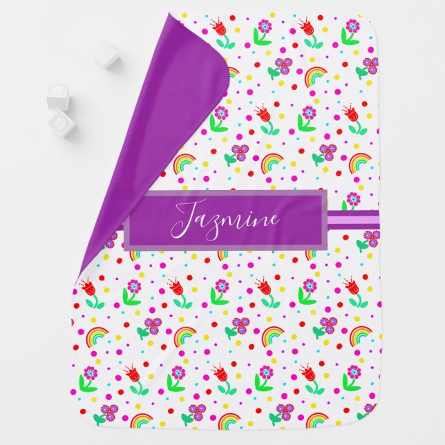 Personalized Floral Girl's New Baby  Baby Blanket (In Situ)