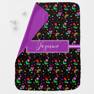 Personalized Floral Girl's New Baby Blanket